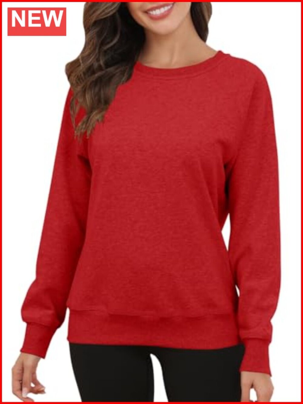 Women's Crewneck Fleece Lined Raglan Sweatshirt Loose Fit Warm Pullover